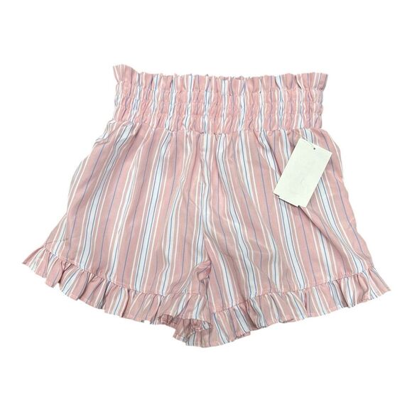 Habitual Girl Pink Striped Paperbag Shorts 10 - Picture 1 of 2